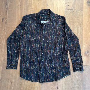 Bugatchi Men's XL Long Sleeve Button Up Black OoohCotton Tech 8 Way Stretch‎